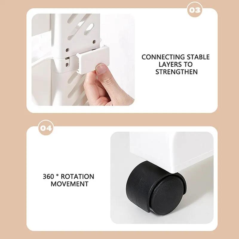 Storage Rack Bookshelf Table Side Wheels Rack Removable Floor Multi Story Dormitory Table Side Storages Basket Storage Racks