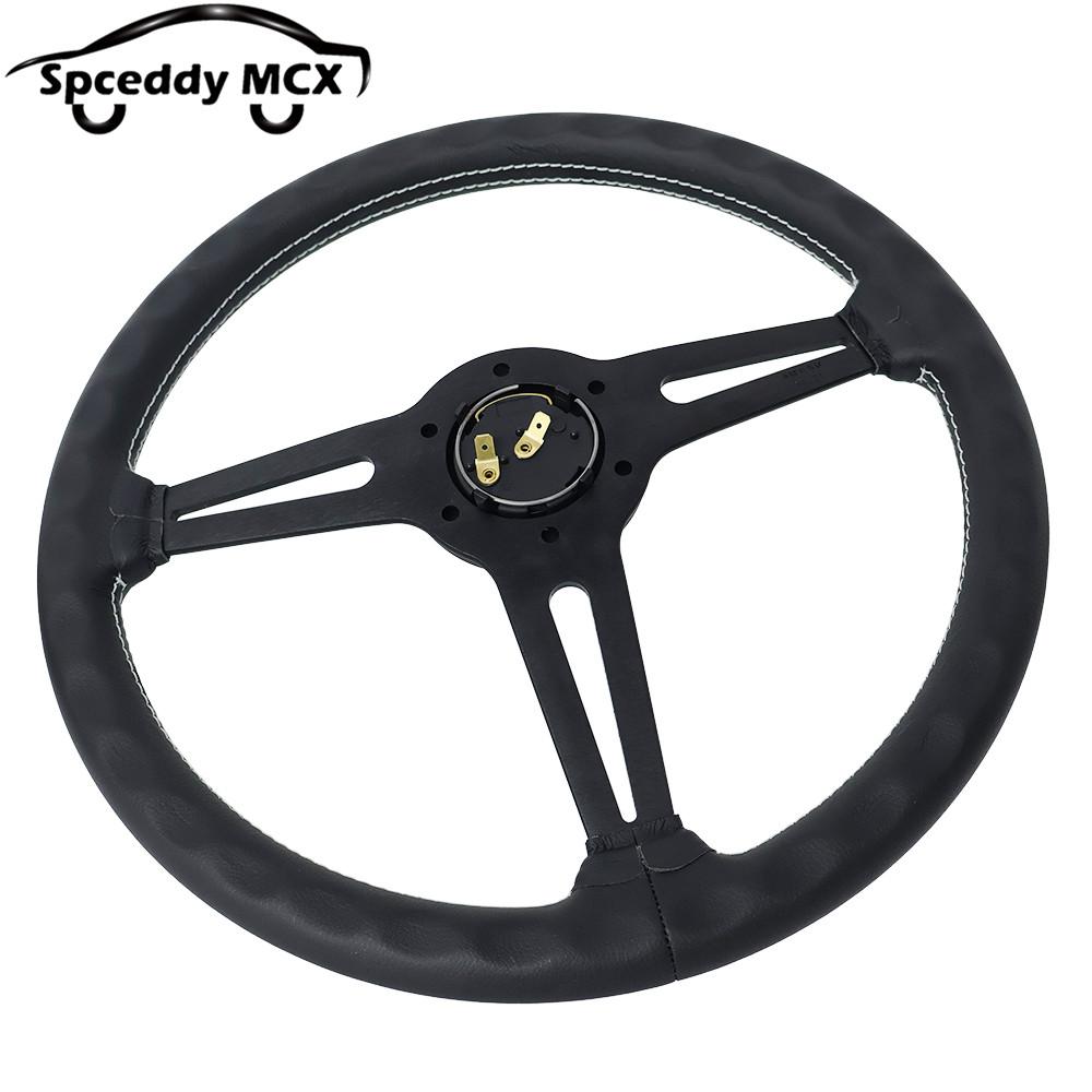 14.5inch 360mm Concave Steering Wheel Real Leather Universal Racing Sports Steering Wheel Car Modified
