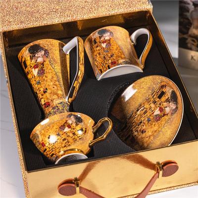 European Elegant Couple's Bone China Cup & Saucer Set - Gift Box for Coffee, Tea, Juice, or Milk