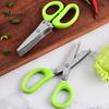 Kräuterschere für die Küche mit 5 verdickten scharfen Klingen & Reinigungsbürste, Ergonomischer Offset-Griff Professionelle Schere Schere, Schnellhacken Kochen