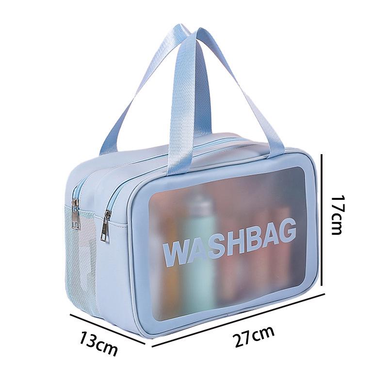 Large Portable Transparent PVC Toiletry Bag - Frosted, High Capacity Travel Storage