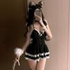 Sexy Lingerie Hot Halter Suspender Dress Uniform Sexy Deep V Perspective Little Maid Cosplay