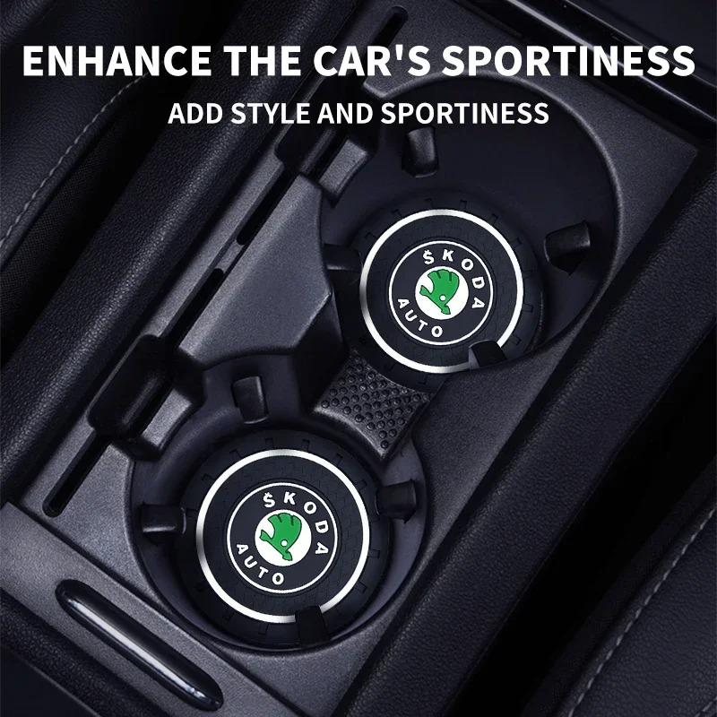 Car Cup Holder Coaster for Skoda Octavia Fabia Superb Rapid Kodiaq Kamiq Karoq Scala Auto Interior Accessories Anti-Slip Mat