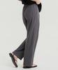 Delma W Linen Touch Semi-Wide Elastic Waist Pants - Charcoal