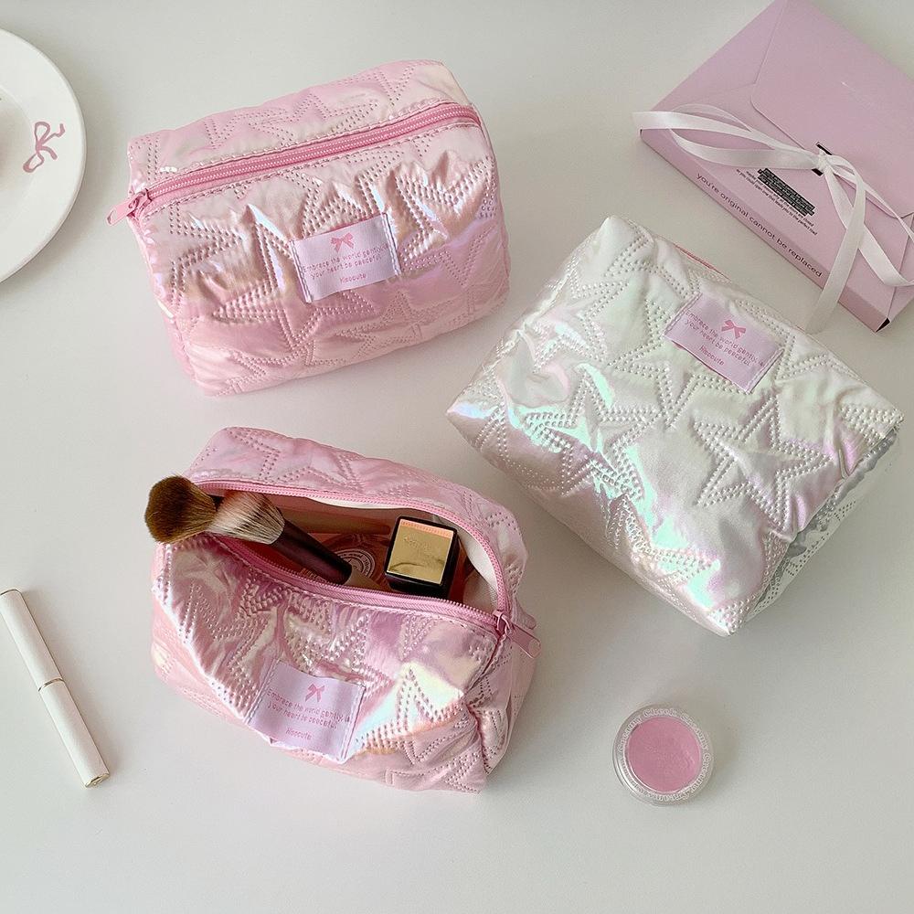 Korean Style Star Pattern Makeup Brush Bag Large Capacity Pencil Case for Students  Aesthetic Cosmetic Organizer Travel Pouch