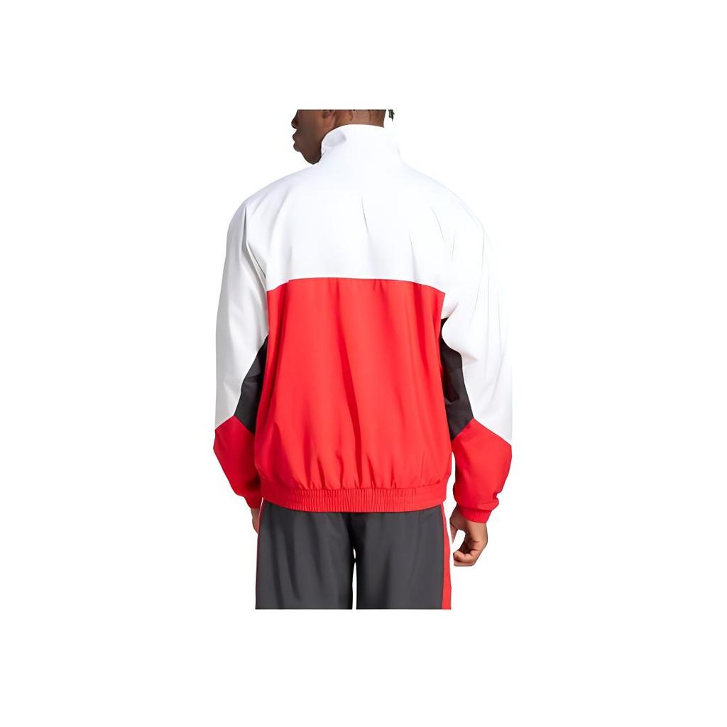 Adidas Originals Logo Stripe Sports Casual Stand Collar Loose Zipper Jacket Men Jacket Light-Crimson KA4549