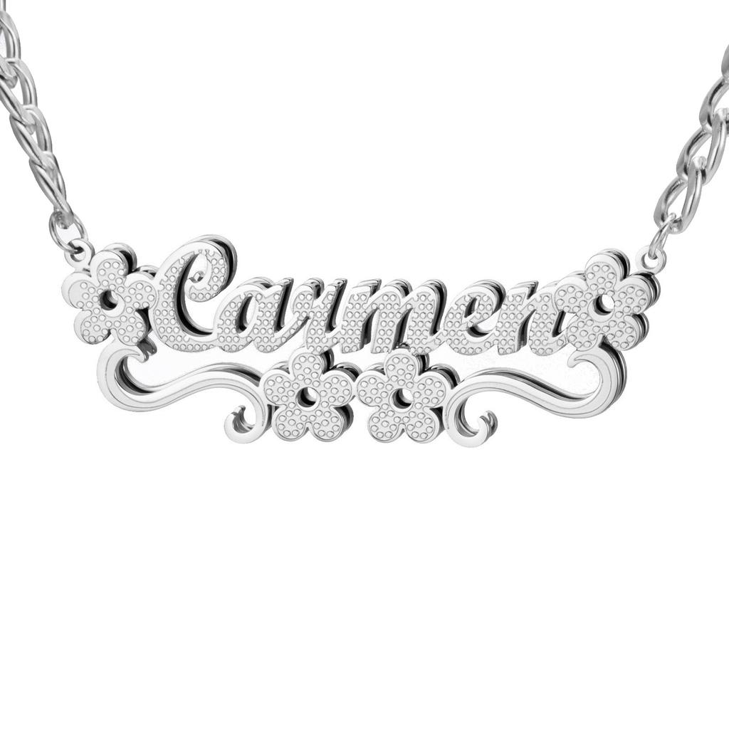 Lemegeton Custom Name Necklace Corrosion Textured Pattern Pendant Women Men Stainless steel Jewelry Personalized Party Gifts