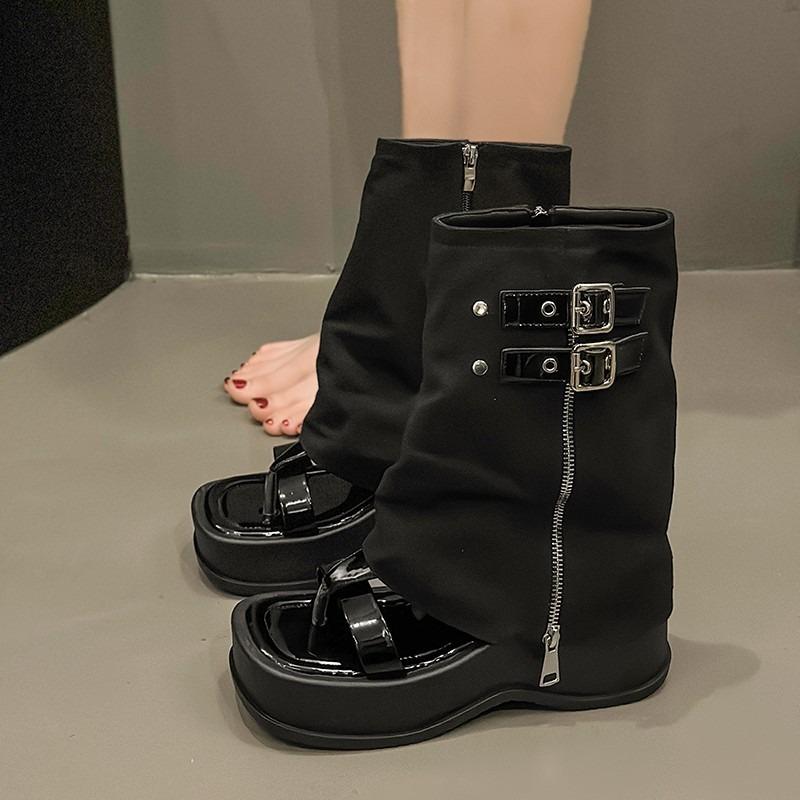 Fashion Women's Thick Bottom Platform Sandals Roman Short Boots High Heel Ankle Boots Round Toe Women Outerwear Sandalias De Mujer