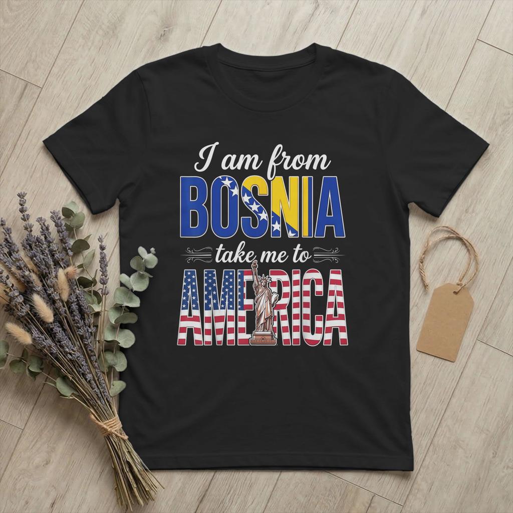 Dalla Bosnia Portami in America Maglietta per Unisex 100% Cotone Maglietta Casual Girocollo Divertenti Manica Corta merchandising Estate