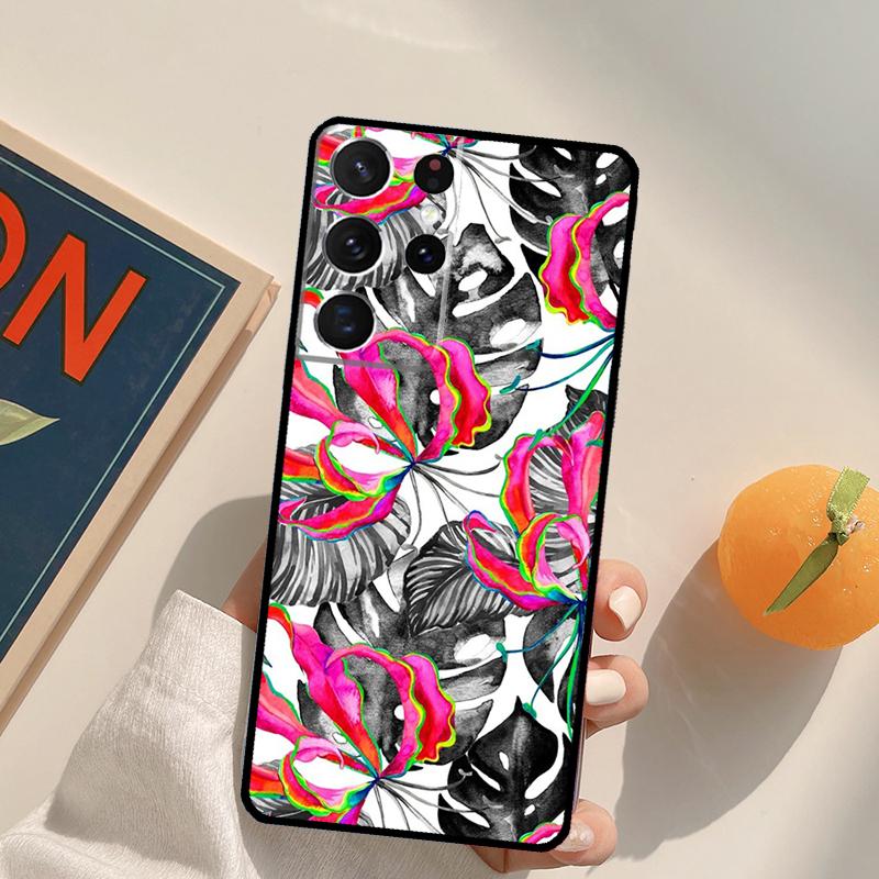 Tropical aloha Hibiscus  pattern Phone Case For Samsung Galaxy S25 Ultra S20 S21 S22 S23 S24 Plus S9 S10 S25 FE Back Cover
