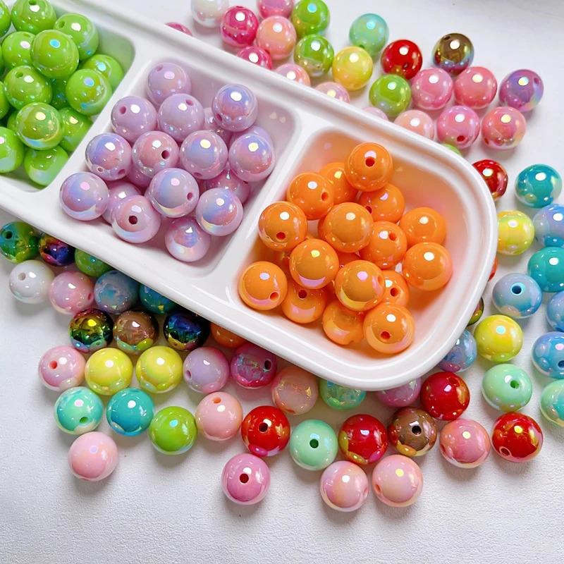 16mm10pcs new VU plated colorful shell acrylic loose beads diy mobile phone chain keychain bead material jewelry accessories