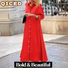 Women's Fashion Autumn Winter Solid Color Print Long Sleeve POLO Neck Casual Dresses