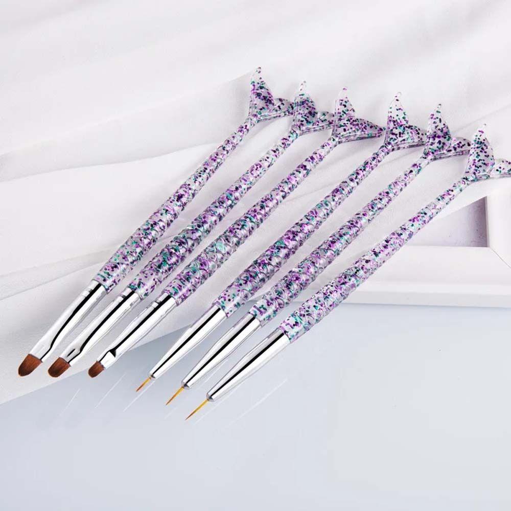 

3Pcs/set Flower Line Grid Mermaid Nail Art Liner Pen Mermaid Pull Wire Nail Brush Lady
