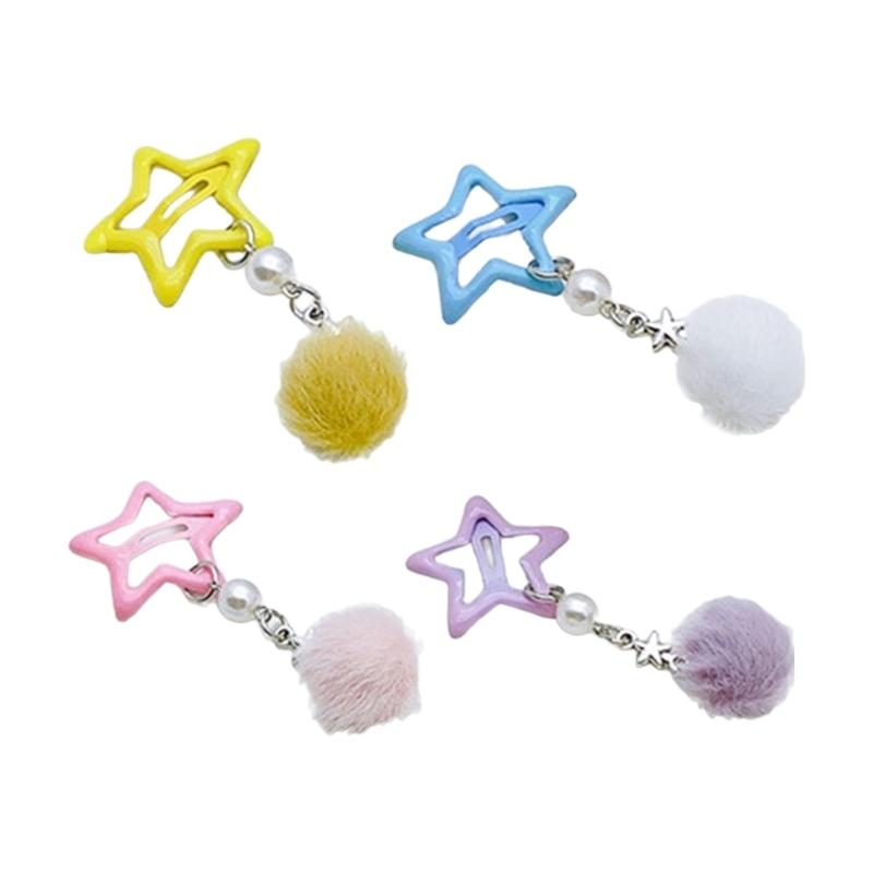 Kleiner Stern Haarspange für Mädchen Retro Haarspange Accessoire Pelziger Ball Anhänger Haarspange