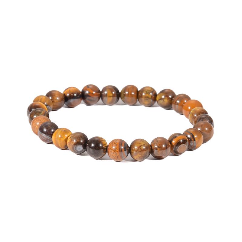 Tiger Eye Stone Bracelet Volcanic Stone Bracelet Fashionable Versatile Leather Men's Set