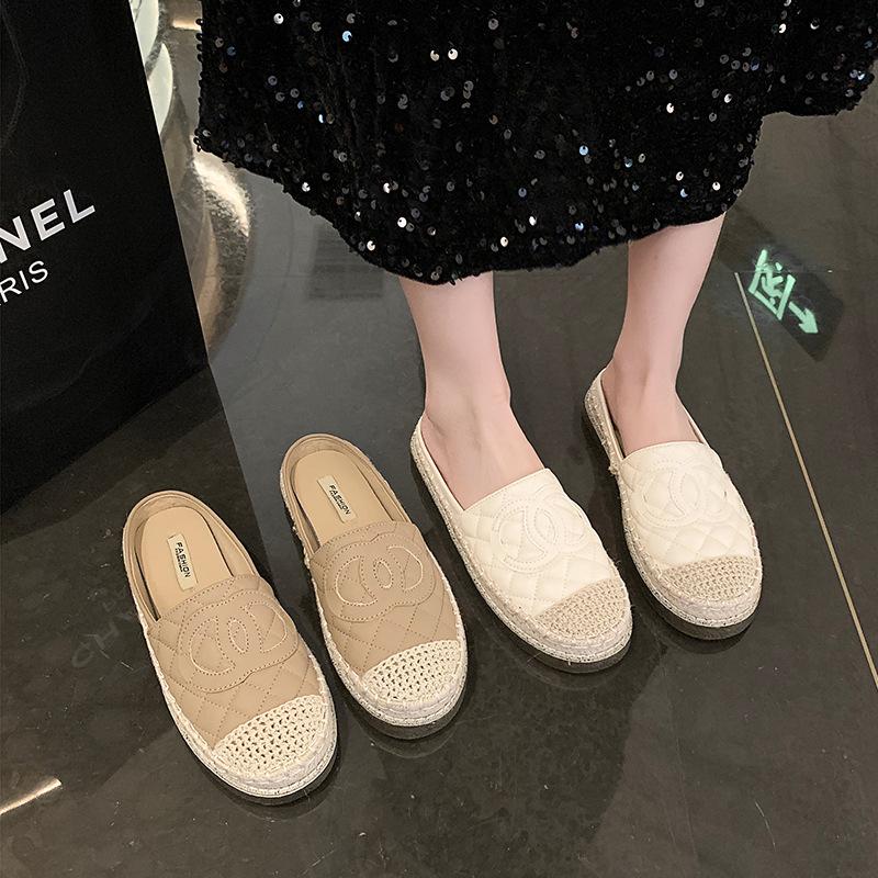 Xiaoxiangfeng fisherman shoes bag head half slippers women's summer wear French flat shoes third trimester edema one pedal sandals