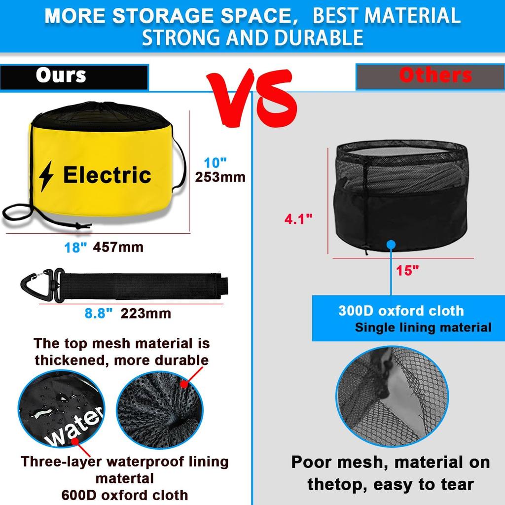 UNXMRFF 1-Pack Yellow Waterproof RV Hose Storage Bags With Drawstring Mesh Top, RV Utility Bag, Sewer Hose Bag, Camper Tools Accessories Bag For