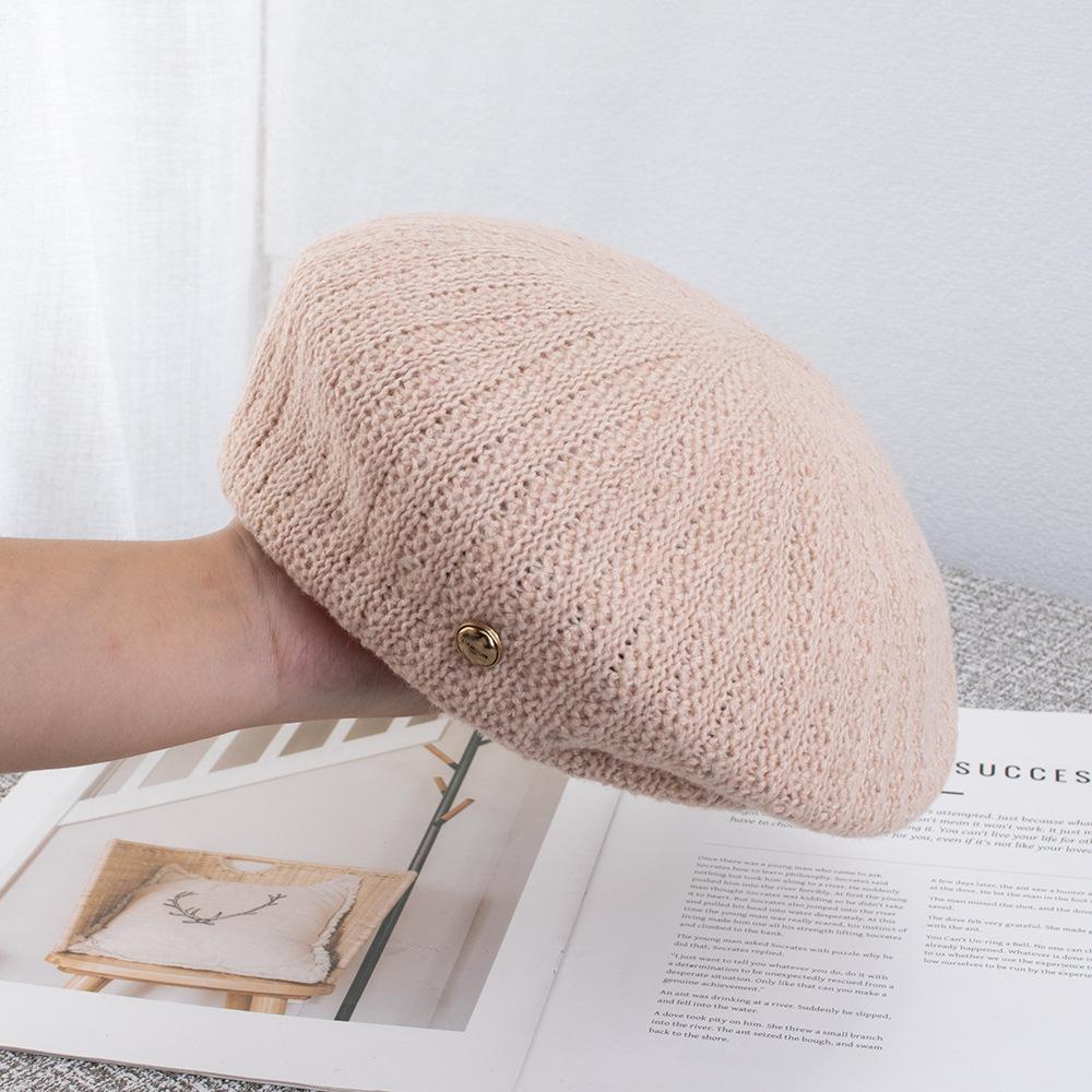 Retro literary and artistic knitted beret female autumn British style high sense temperament versatile painter hat newsboy hat