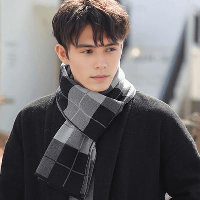 Herren Schal Karomuster Winter Warm Dick Imitation Kaschmir Langer Schal Mittel