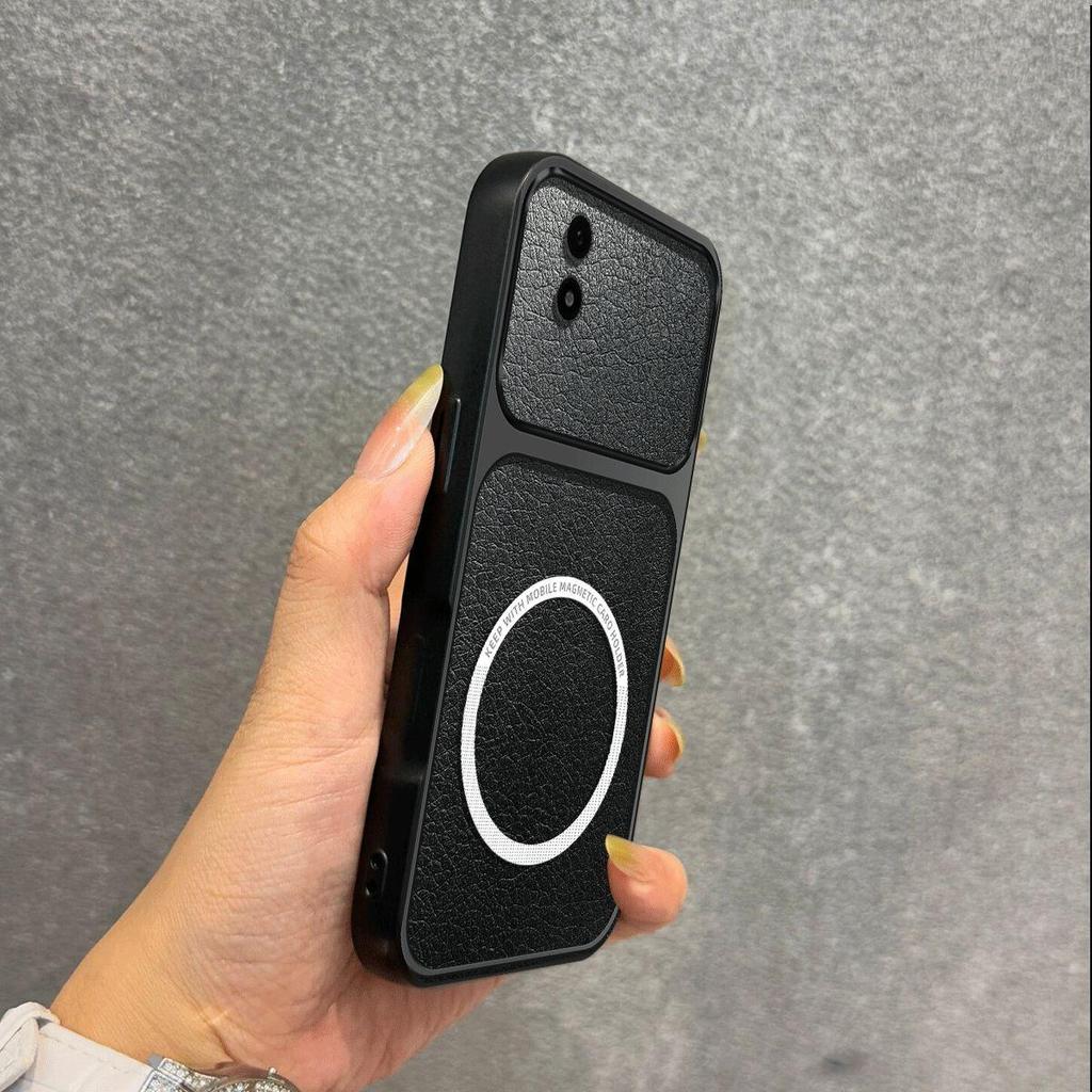 Upgraded Big Lens Protection Case for Vivo Y02,Y02t Luxury Leather Casing with Magnetic Ring