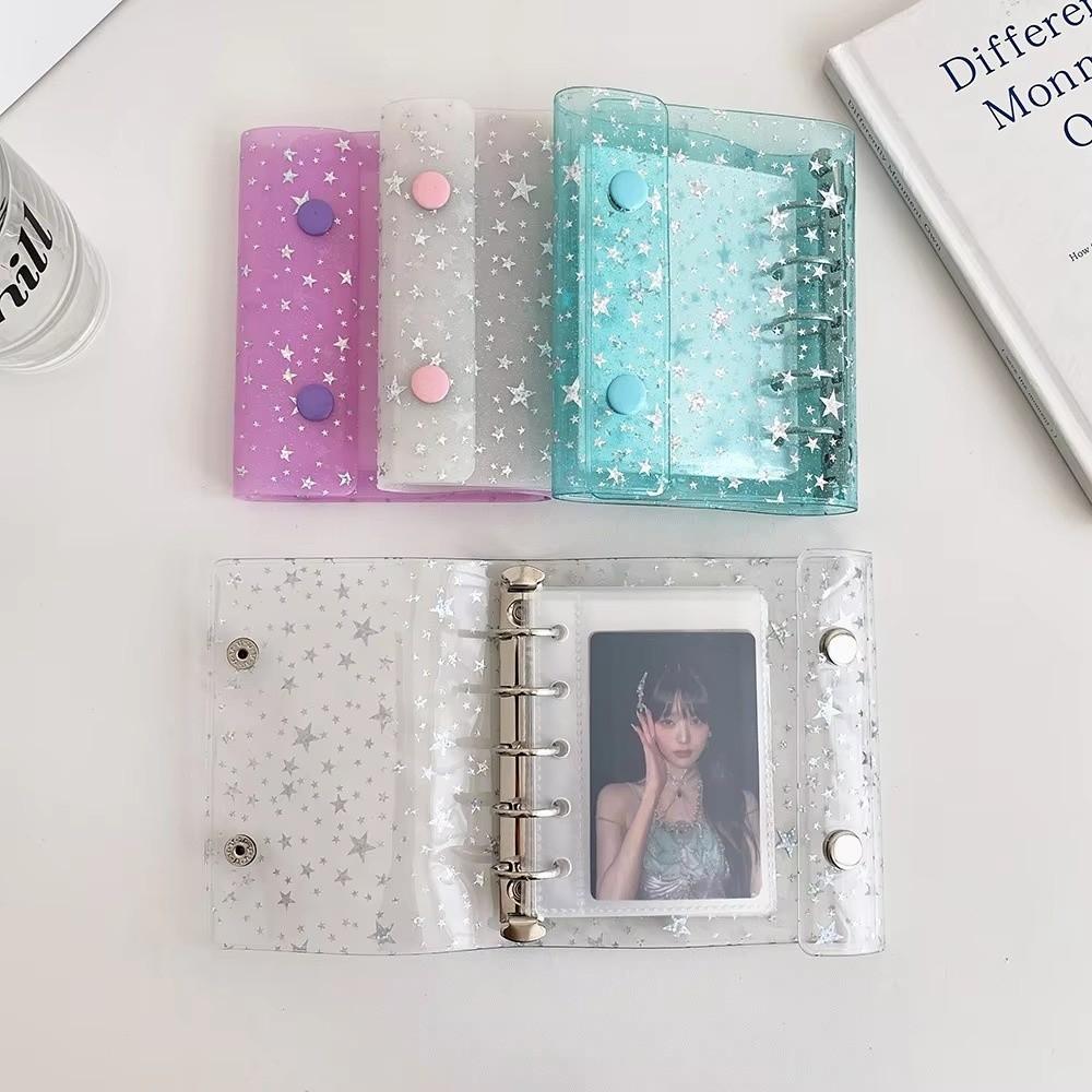 Transparent Photo Storage Card Holder Sparkling M5 Stars Buckle Card Holder Book  Photo Collecting