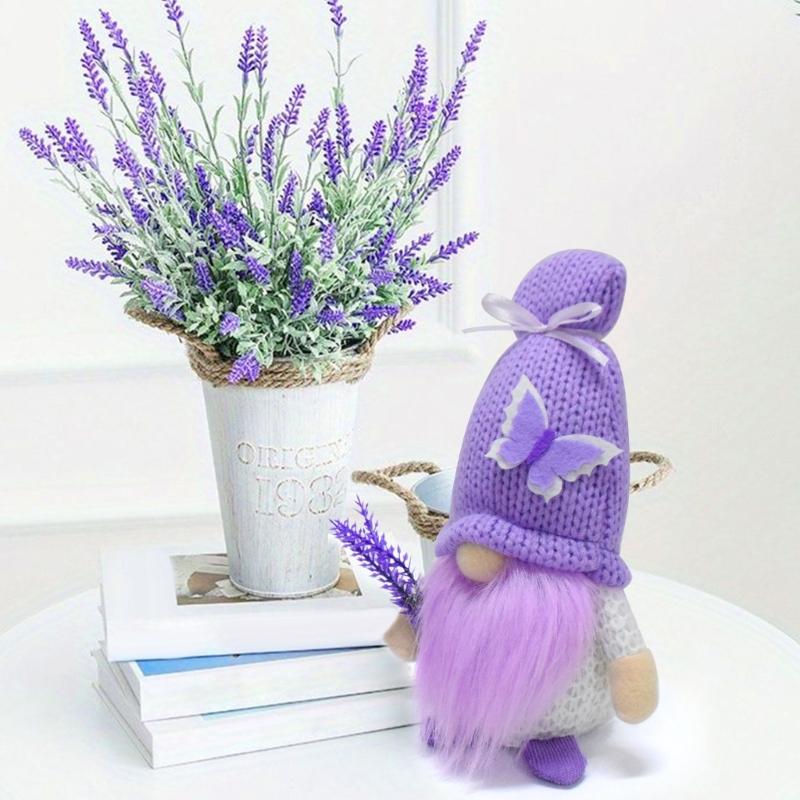 Lavendel-Gnome Plüschdekorationen Frühlings-Gnome Figur mehrstöckige Tablett-Dekorationen Handgefertigte skandinavische Tomte für Küche Zuhause