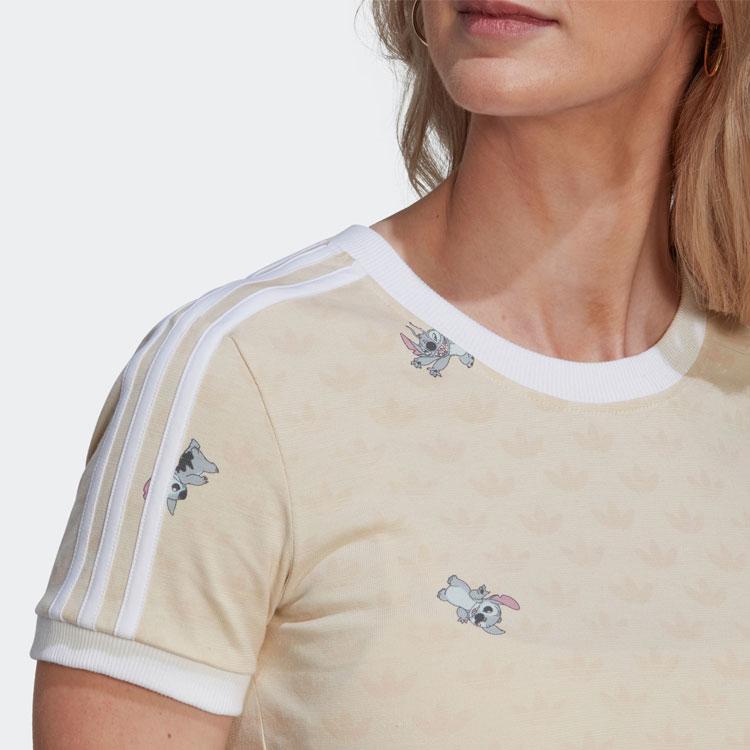 adidas Originals x Disney Stitch Cropped Short Sleeve T-Shirt Beige Women HT3942