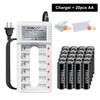 PALO Rechargeable Battery AA 1.2V Ni-MH Batteirse AA(HR6) 1300mAh and AAA(HR03) 600mAh NI-MH 2A/3A Rechargeable Batteries+6-slot charger