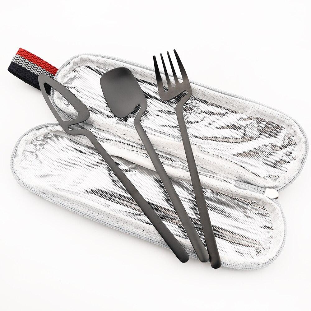 Gold Portable Dinnerware Set Unique Design Travel Reusable Camping Silverware Cutlery Tableware Set With 215/12/6 Straight Straw