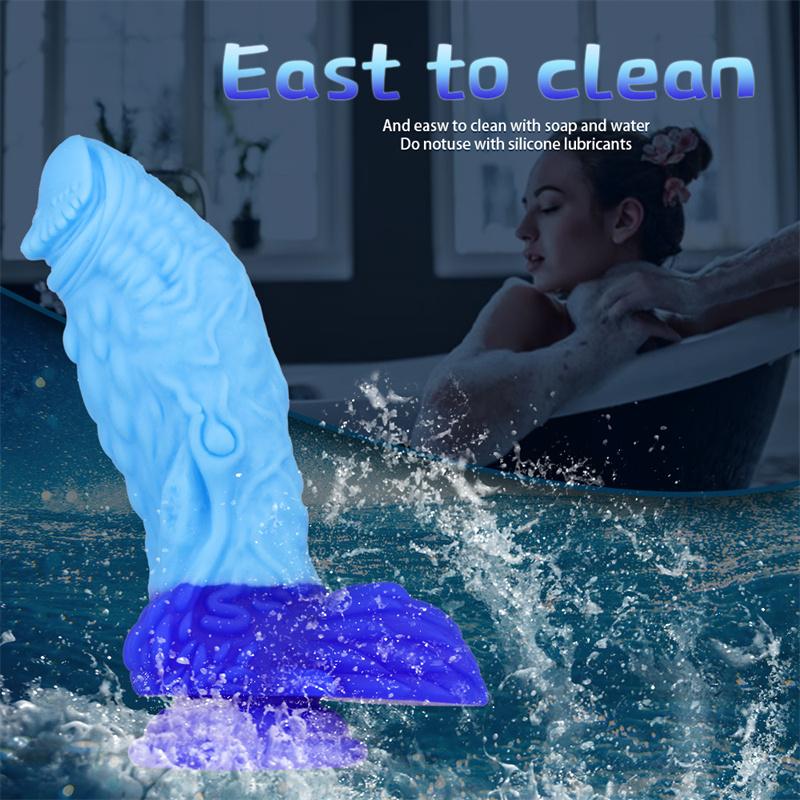 Blue Tyrant Mixed Color Liquid Silicone Big Penis Simulation Fake Penis Female Masturbation Device Anal Plug Adult Products