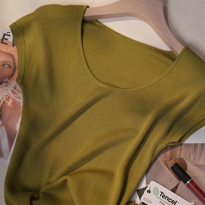 Island Country In Short-sleeved Shirt Women's Summer Thin Comfortable Knitted Top