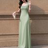 ZANZEA Women Elegant Mesh Splice Square Collar Summer Casual Sleeveless Long Dress