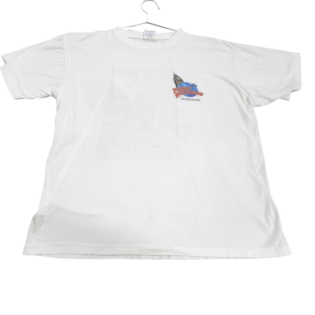 Planet Hollywood Shirt Mens Large White London Big Ben Graphic Tee Souvenir Unisex T-Shirt