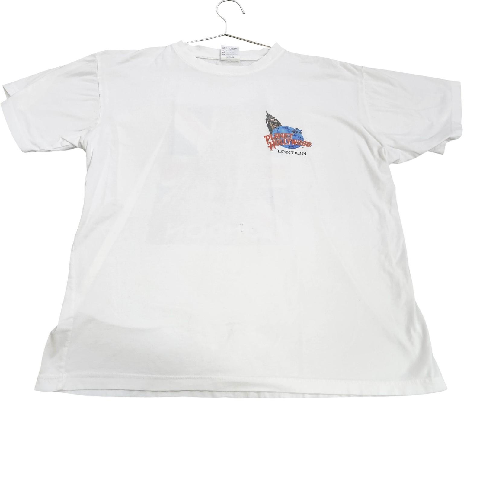 Planet Hollywood Shirt Mens Large White London Big Ben Graphic Tee Souvenir Unisex T-Shirt L