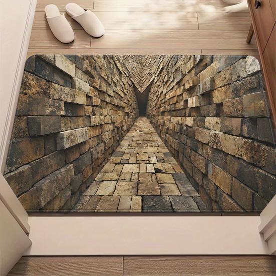 3D Floor Mat with Realistic Hole Illusion Non-Slip Crystal Velvet Rug Hallway Living Room Entryway Door Mat Home Decor