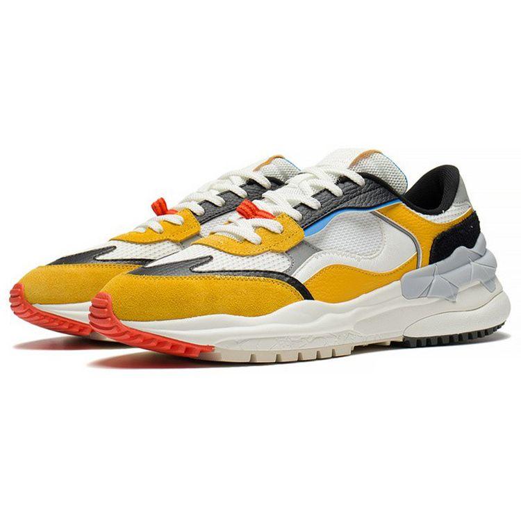 Li Ning Origin CF Reflective Trend Shock Absorbing Non-Slip Durable Low-Top Sports Casual Shoes Men Sneakers Yellow White AGLS157-2