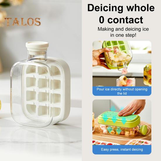 Bandeja de hielo con tapa, molde eficiente para hacer hielo en el congelador, fácil de liberar, sin contacto, para hacer cubitos de hielo, para bebidas, café y cócteles.