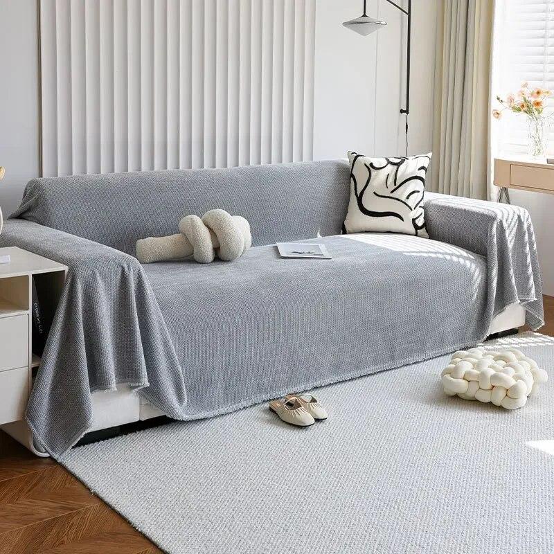 Weicher Chenille-Sofabezug in einfarbiger Farbe für Wohnzimmer, luxuriöser Stickerei-Sofabezug, modern, einfach, universell, rutschfest, Sofa-Handtuch