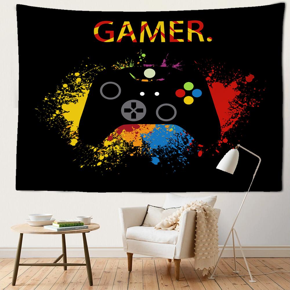 Black Cartoon Game Console Tapestry Wall Hanging Kawaii Hippie Tapiz Art Minimalist Children's Room Decor Background Cloth