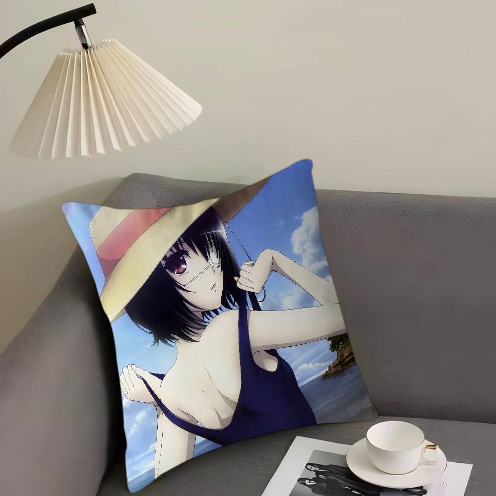 M-Misaki Mei Cartoon Animation Personalized Picture Text Home Decorative Pillows Household Gifts 45x45cm