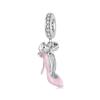 WOSTU 925 Silver Pink High Heel Charm Champagne Pendant Cherry Bead Fit Bracelet Necklace Sweet Girl Birthday DIY Jewelry Gift