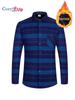 Ciepła koszula w swobodną kratę dla mężczyzn z długim rękawem i kieszenią na piersi, męska plus gruba polarowa koszula zapinana na guziki