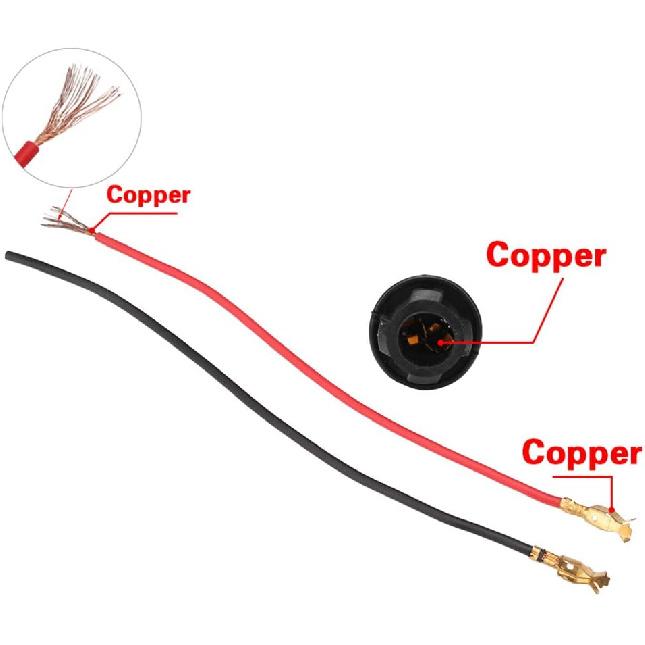 Senzeal T10 W5W 194 LED Bulbs 921 Sockets Adapter Rubber + Copper Wire 6pcs