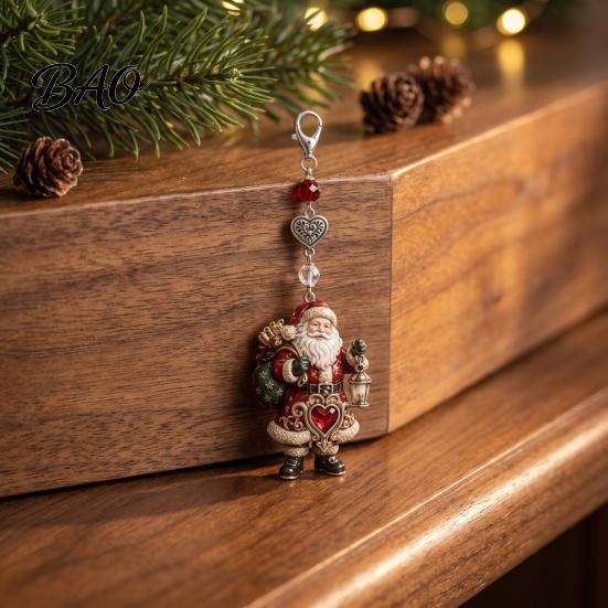 Durable Keychain Christmas Theme Pendant, Santa Reindeer Snowman Angel Hanging Decor, Decor Backpacks School Bags Decorative Charm, Xmas Party Favors