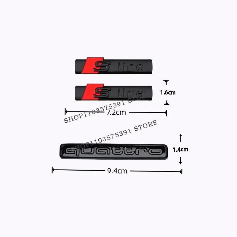 For Audi 4Ring Logo ABS Black Car Hood Front Grill Emblem Rear Trunk Badge A6 Quattro Sline 50TDI Emblem Car Accessories