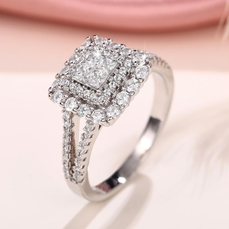 

CAOSHI Stylish Cubic Zirconia Rings for Women Gorgeous Gold Color /Copper Color Engagement Wedding Finger Zircon Accessories 6&Copper Plated