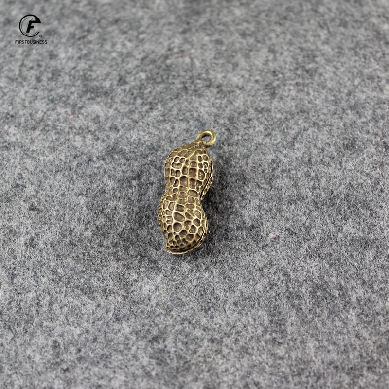 Solid Brass Peanut bell Ornaments Copper Figurines Feng Shui Desk Decoration Home Decor Accessories Keychain Pendant gifts