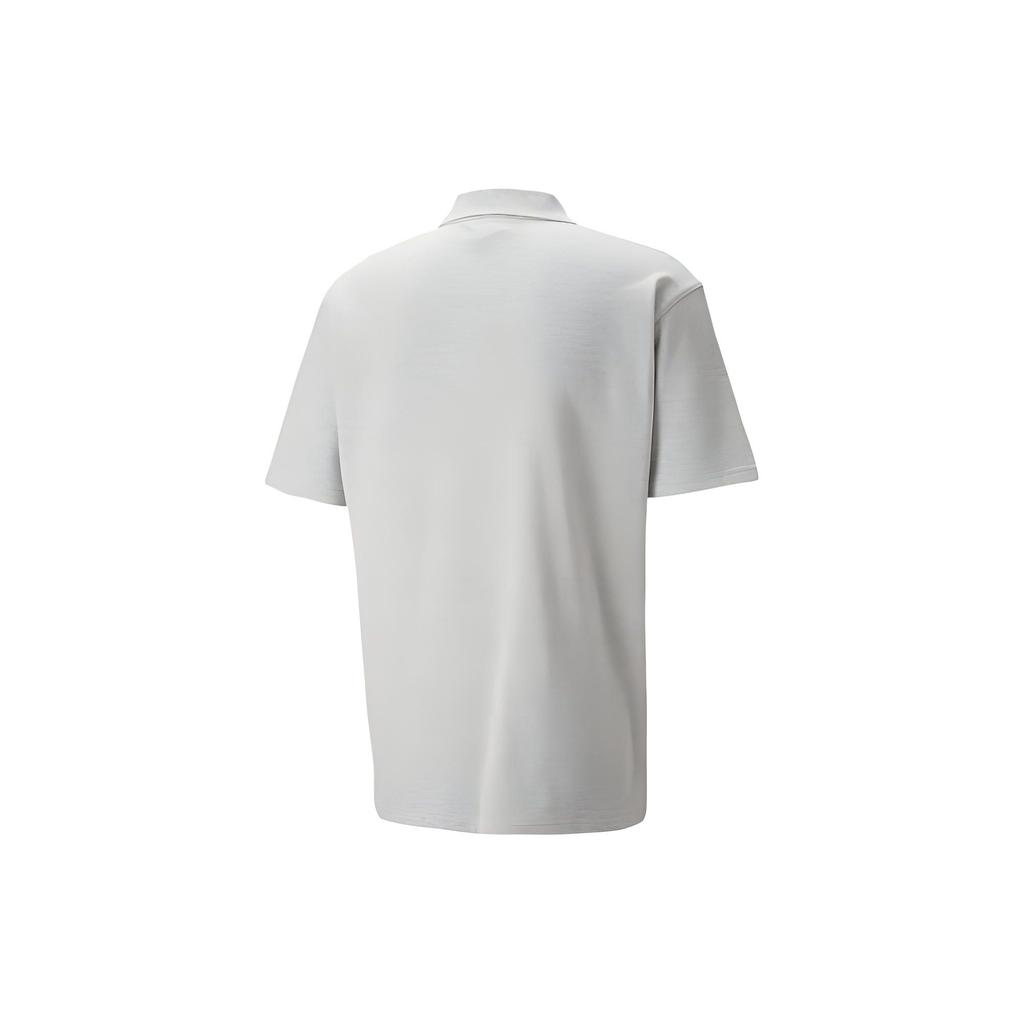Puma Polo à manches courtes décontracté uni Tops unisexe Gris clair chiné 620371-04
