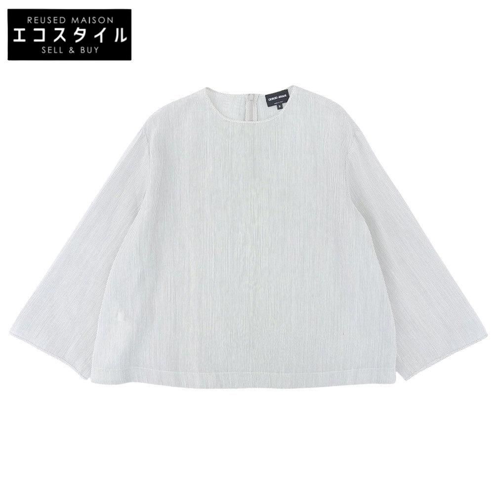 Giorgio Armani Beautiful Linen Silk Striped Pullover Blouse for Women, Grey, Size 36, 1SHCCZ10TZ808 Tops 36 grayUsed