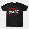 Men Black Print T-shirt No Music, No Life. Know Music. Know Life. No-Cut Transfer Paper Print Cotton Tshirt